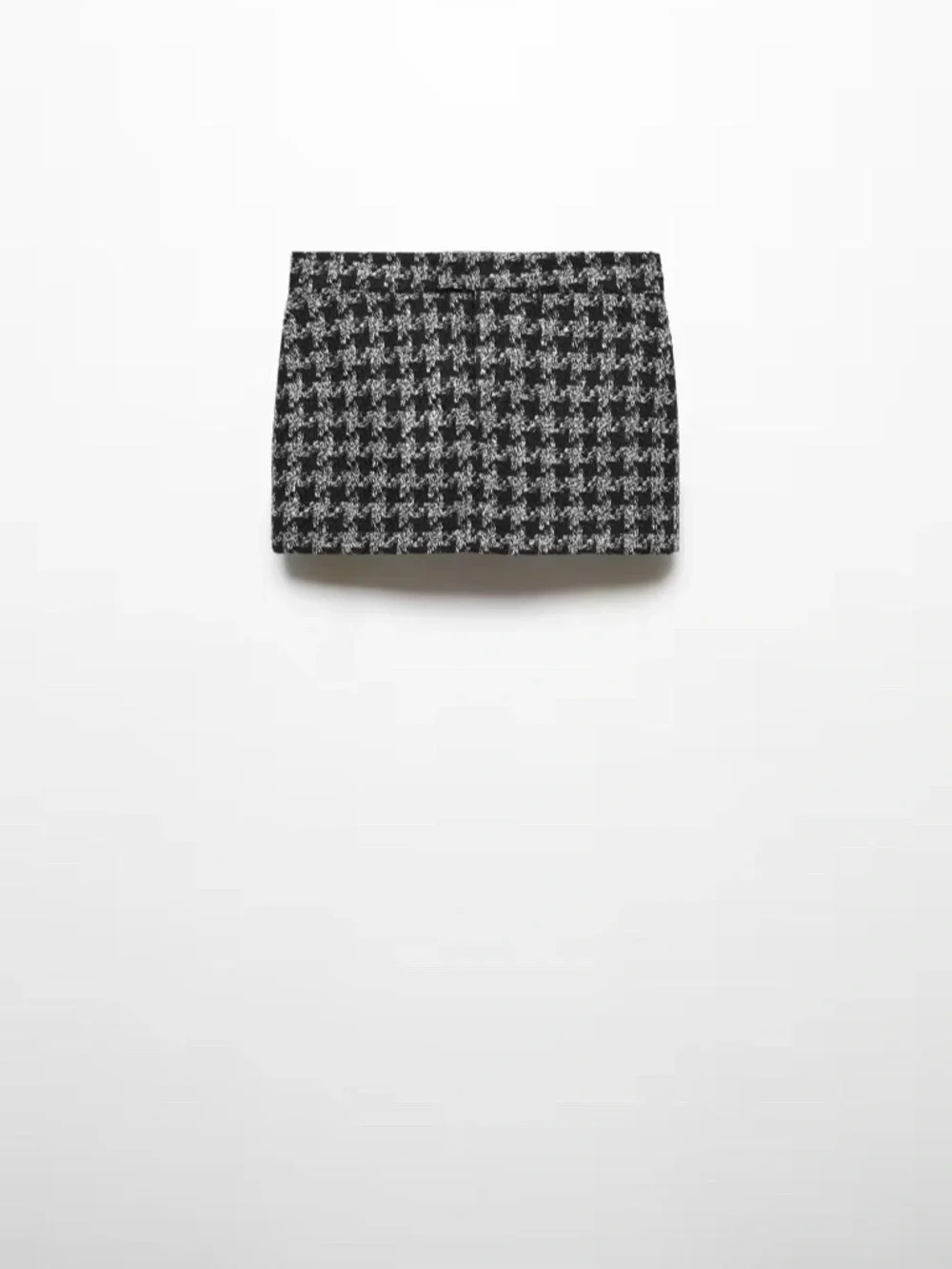 Mango Black White Houndstooth Tweed Mini Skirt